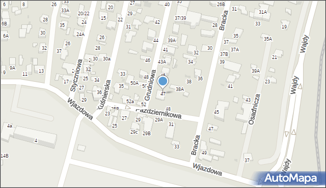 Radom, Grudniowa, 47, mapa Radomia