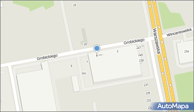 Radom, Grobickiego Aleksego, 5, mapa Radomia