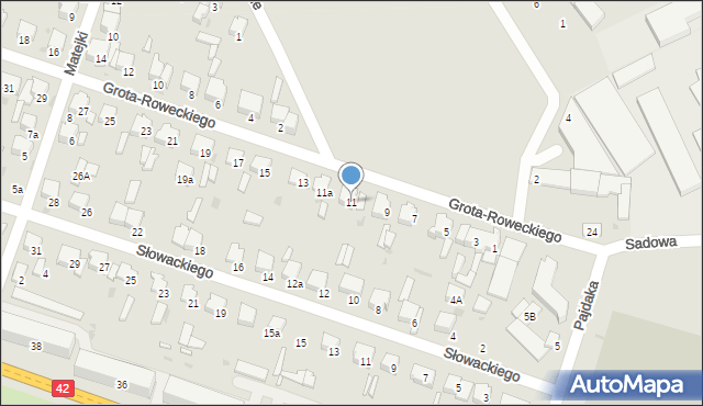 Radomsko, Grota-Roweckiego Stefana, gen., 11, mapa Radomsko