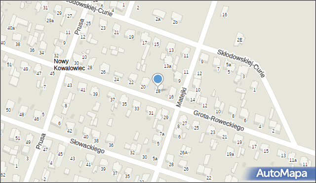 Radomsko, Grota-Roweckiego Stefana, gen., 18, mapa Radomsko