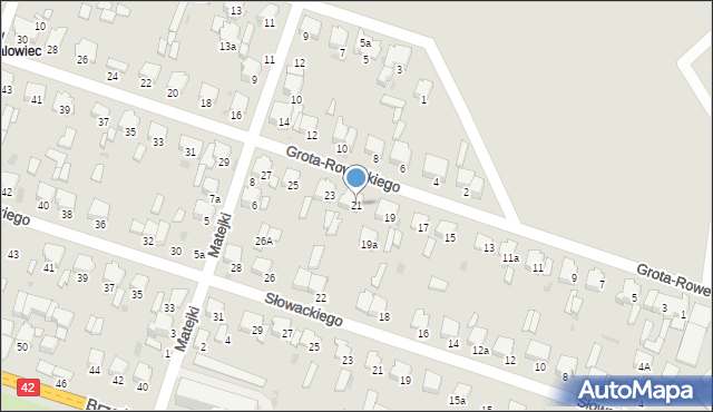 Radomsko, Grota-Roweckiego Stefana, gen., 21, mapa Radomsko