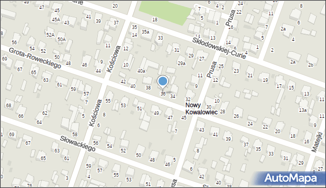 Radomsko, Grota-Roweckiego Stefana, gen., 36, mapa Radomsko