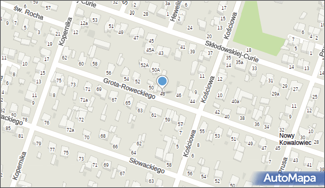 Radomsko, Grota-Roweckiego Stefana, gen., 48, mapa Radomsko