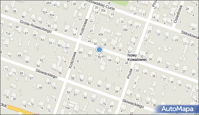 Radomsko, Grota-Roweckiego Stefana, gen., 51, mapa Radomsko