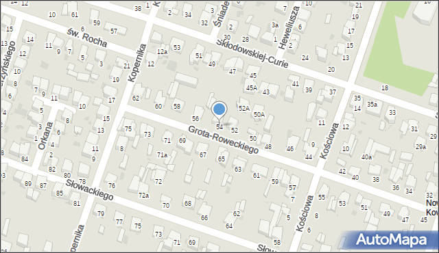 Radomsko, Grota-Roweckiego Stefana, gen., 54, mapa Radomsko