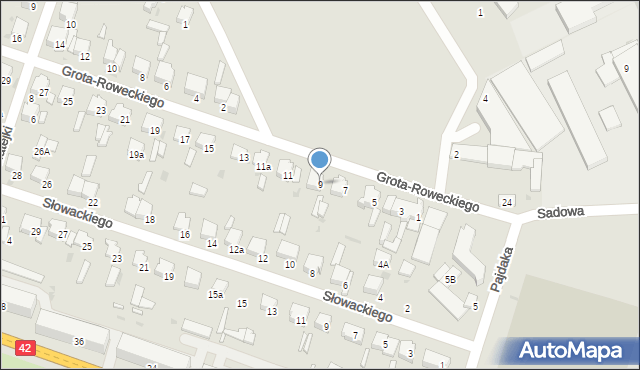 Radomsko, Grota-Roweckiego Stefana, gen., 9, mapa Radomsko
