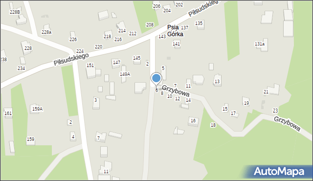 Radomsko, Grzybowa, 6, mapa Radomsko