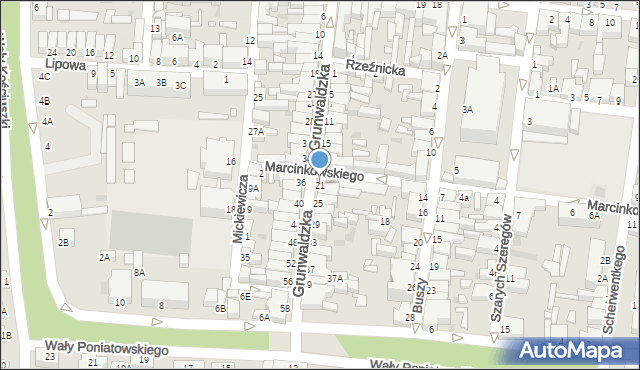 Rawicz, Grunwaldzka, 21, mapa Rawicz
