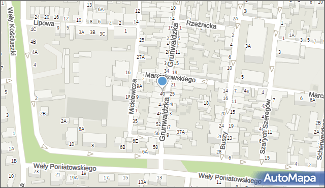 Rawicz, Grunwaldzka, 40, mapa Rawicz