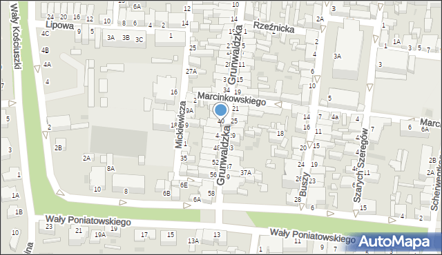 Rawicz, Grunwaldzka, 42, mapa Rawicz