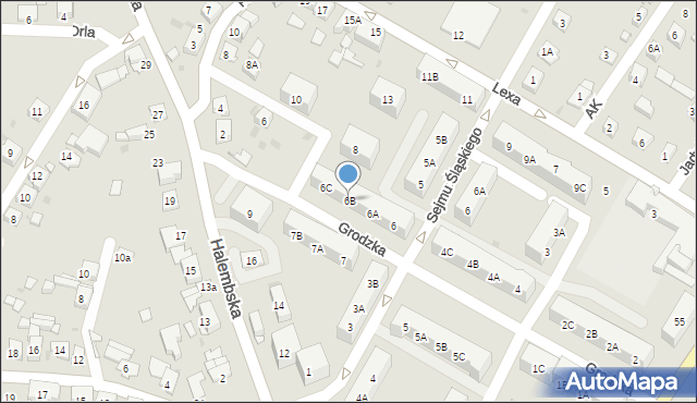 Ruda Śląska, Grodzka, 6B, mapa Rudy Śląskiej