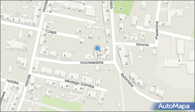 Ruda Śląska, Grunwaldzka, 9, mapa Rudy Śląskiej