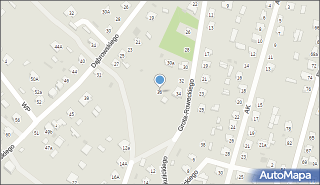 Rudnik nad Sanem, Grota-Roweckiego Stefana, gen., 36, mapa Rudnik nad Sanem