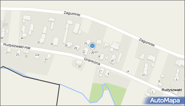 Rudyszwałd, Graniczna, 20, mapa Rudyszwałd