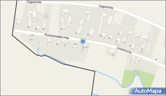 Rudyszwałd, Graniczna, 21, mapa Rudyszwałd