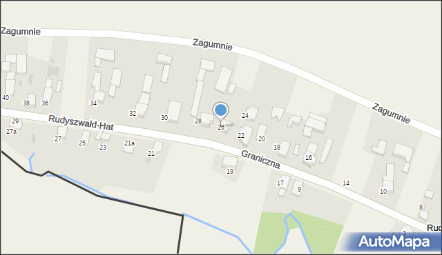 Rudyszwałd, Graniczna, 26, mapa Rudyszwałd