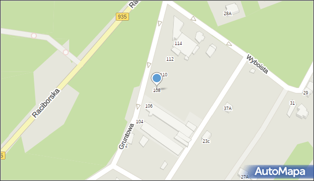 Rybnik, Gruntowa, 108, mapa Rybnika
