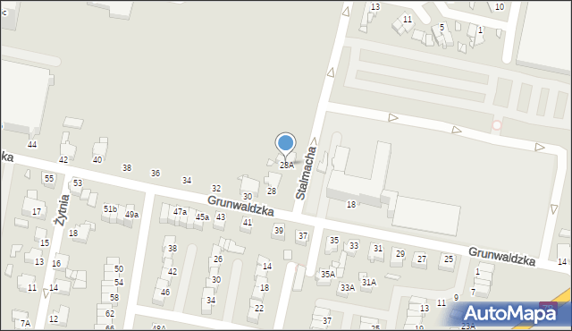 Rybnik, Grunwaldzka, 28A, mapa Rybnika