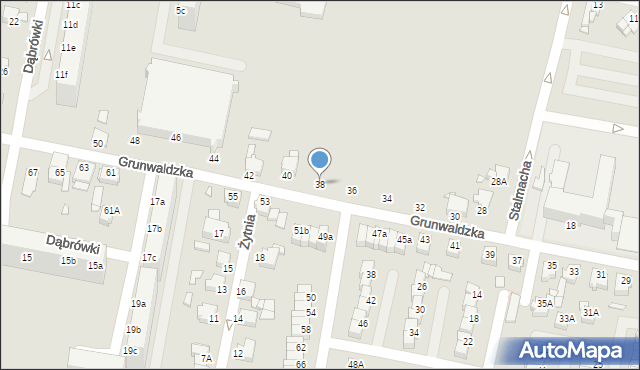 Rybnik, Grunwaldzka, 38, mapa Rybnika