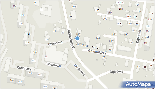 Rybnik, Grunwaldzka, 68, mapa Rybnika