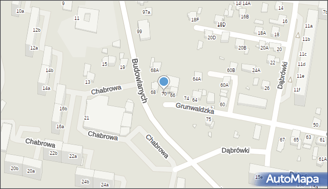 Rybnik, Grunwaldzka, 70, mapa Rybnika