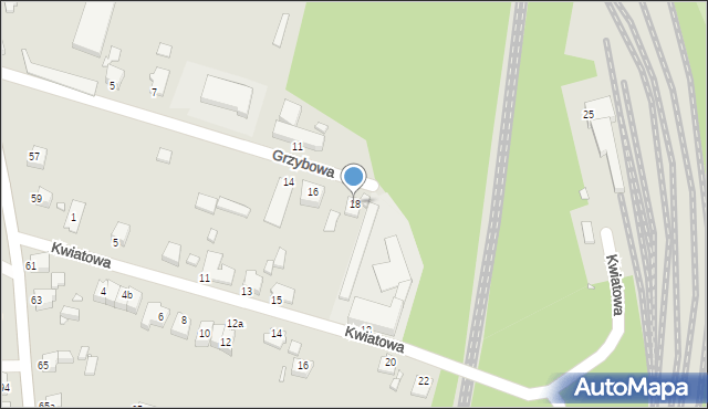 Rybnik, Grzybowa, 18, mapa Rybnika