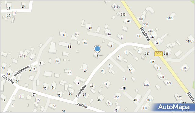 Rybnik, Grodzka, 8, mapa Rybnika