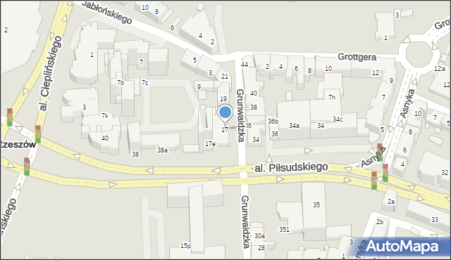 Rzeszów, Grunwaldzka, 17, mapa Rzeszów