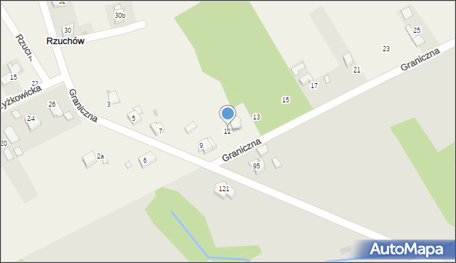 Rzuchów, Graniczna, 11, mapa Rzuchów