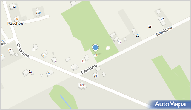 Rzuchów, Graniczna, 13, mapa Rzuchów