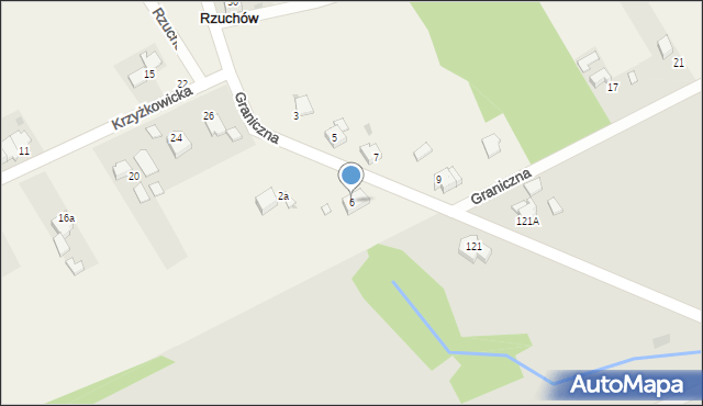 Rzuchów, Graniczna, 6, mapa Rzuchów