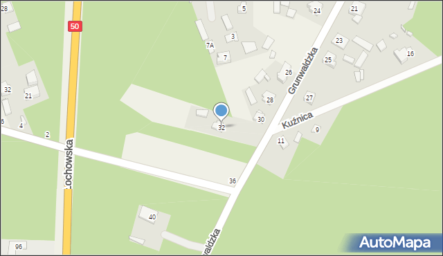 Sadowne, Grunwaldzka, 32, mapa Sadowne