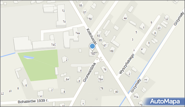 Sadowne, Grunwaldzka, 74D, mapa Sadowne