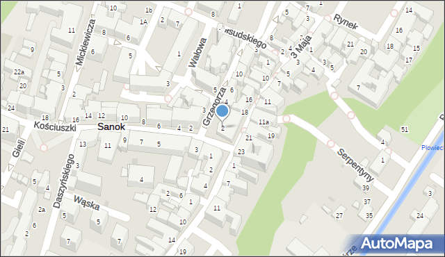 Sanok, Grzegorza, 2, mapa Sanok