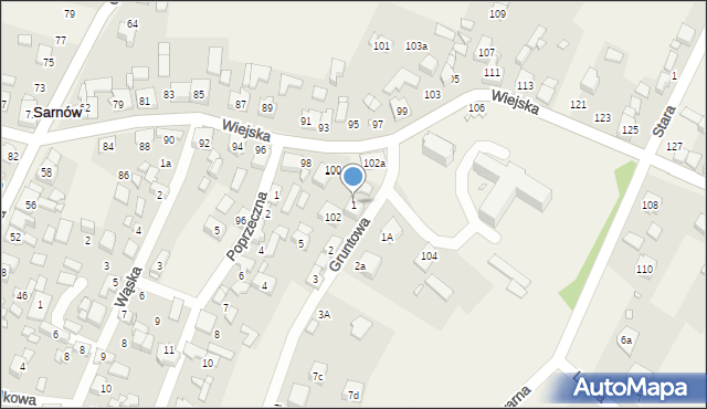 Sarnów, Gruntowa, 1, mapa Sarnów