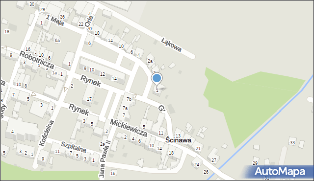 Ścinawa, Grodzka, 1, mapa Ścinawa