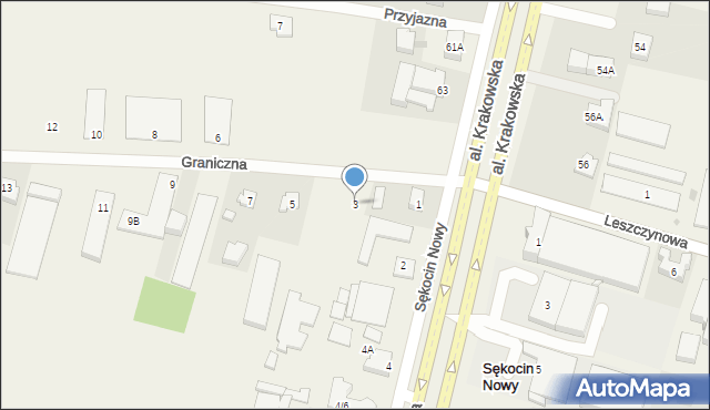Sękocin Nowy, Graniczna, 3, mapa Sękocin Nowy