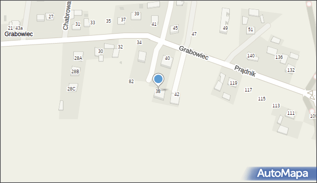 Sieborowice, Grabowiec, 38, mapa Sieborowice