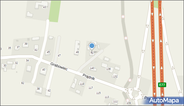 Sieborowice, Grabowiec, 51, mapa Sieborowice