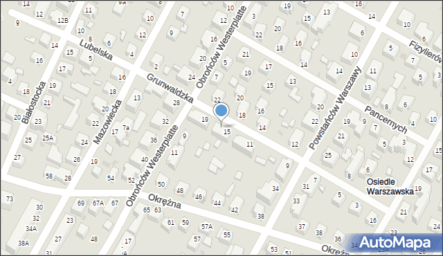 Siedlce, Grunwaldzka, 17, mapa Siedlce