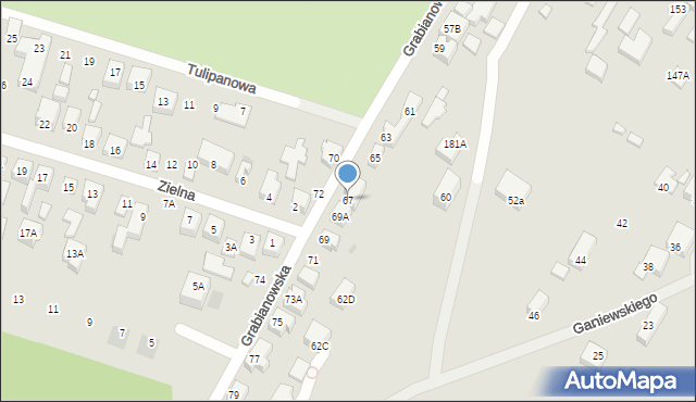 Siedlce, Grabianowska, 67, mapa Siedlce