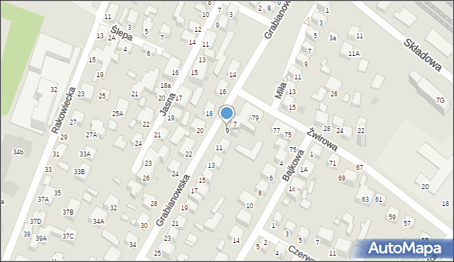 Siedlce, Grabianowska, 9, mapa Siedlce