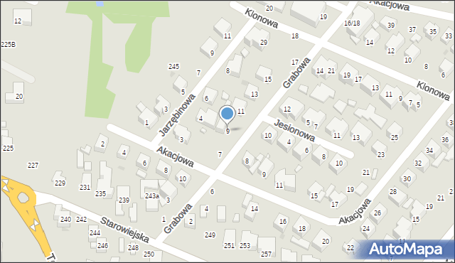 Siedlce, Grabowa, 9, mapa Siedlce