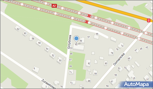 Siedlce, Grzybowa, 61, mapa Siedlce