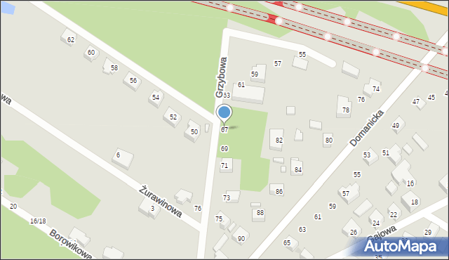 Siedlce, Grzybowa, 67, mapa Siedlce