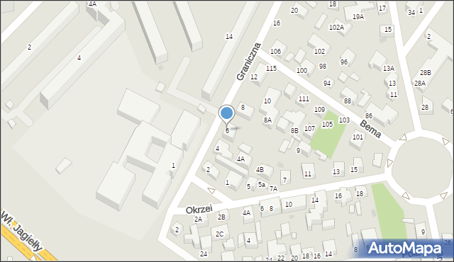 Siedlce, Graniczna, 6, mapa Siedlce