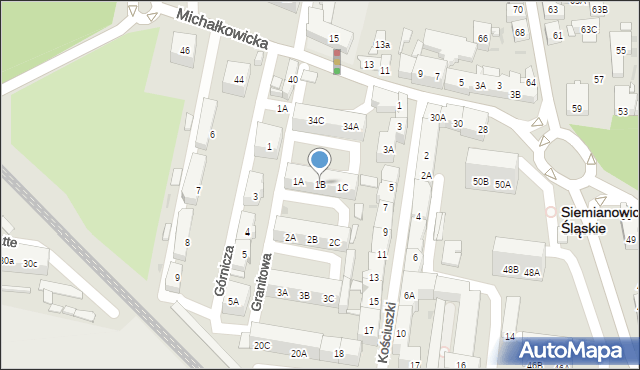 Siemianowice Śląskie, Granitowa, 1B, mapa Siemianowice Śląskie