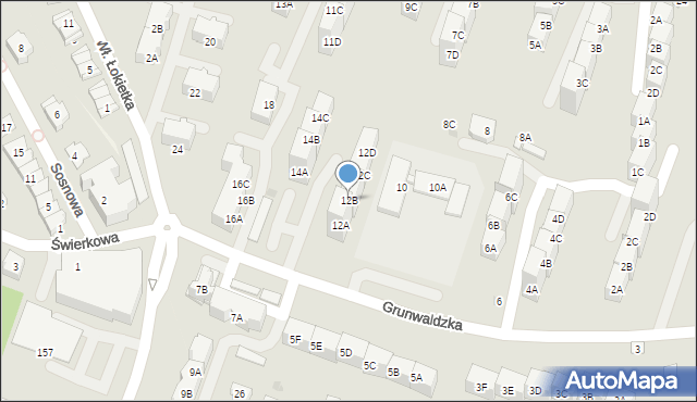 Siemianowice Śląskie, Grunwaldzka, 12B, mapa Siemianowice Śląskie