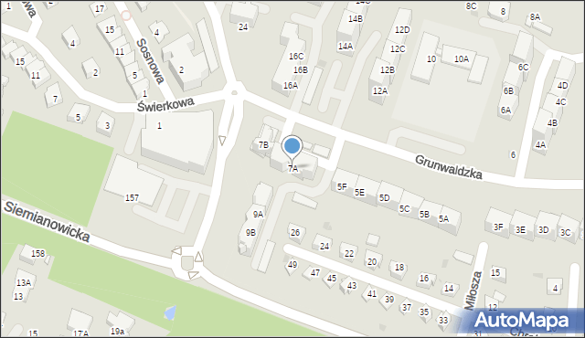 Siemianowice Śląskie, Grunwaldzka, 7A, mapa Siemianowice Śląskie