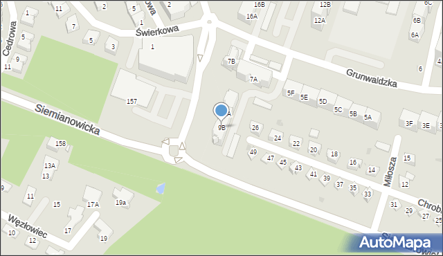Siemianowice Śląskie, Grunwaldzka, 9B, mapa Siemianowice Śląskie